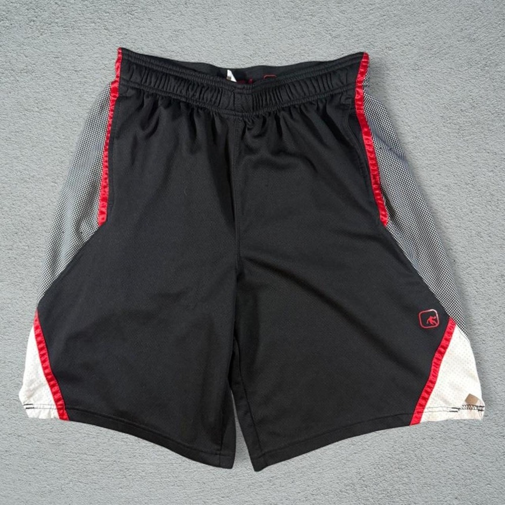 AND1 Mens Y2K Basketball Shorts Black Red White Mesh Panels Size Medium